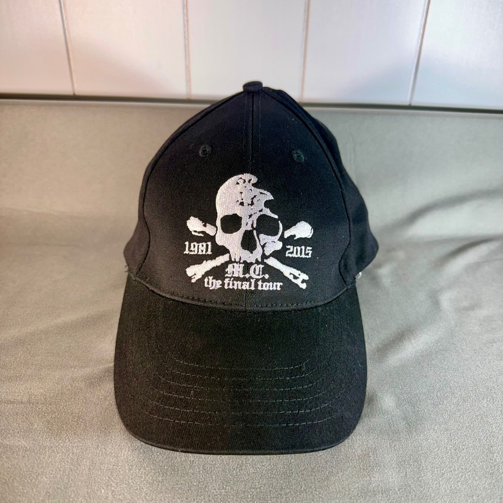 Motley Crue The Final Tour 2015 Baseball Cap Hat Skull Crossbones Black Concert